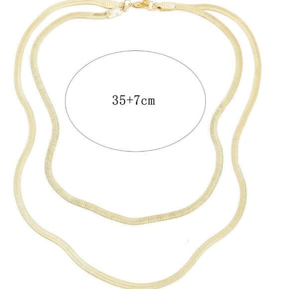 Yellow Gold Casual Women's Snake Bone Multi-Layer Necklace - Picture 5 of 6